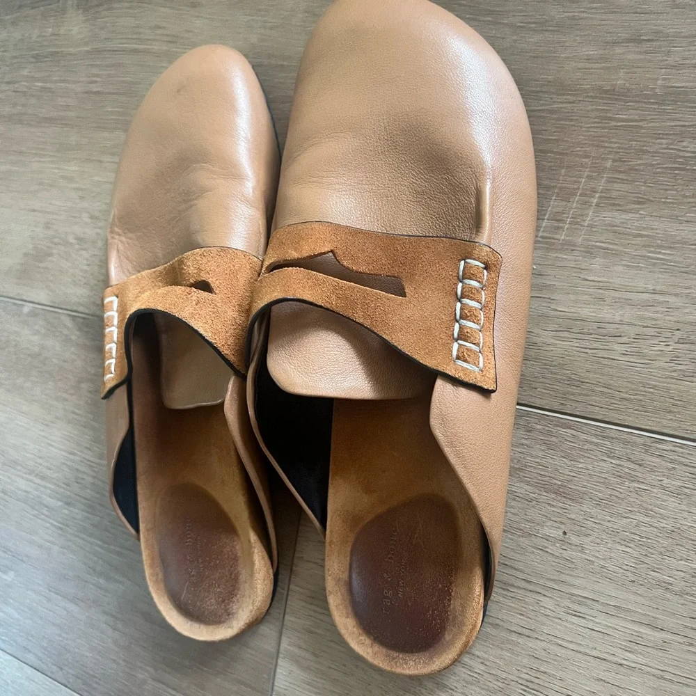 Rag & Bone Ansley Loafer Mule in Cinnamon Leather size 37.5 (US 7.5) - Picture 3 of 10